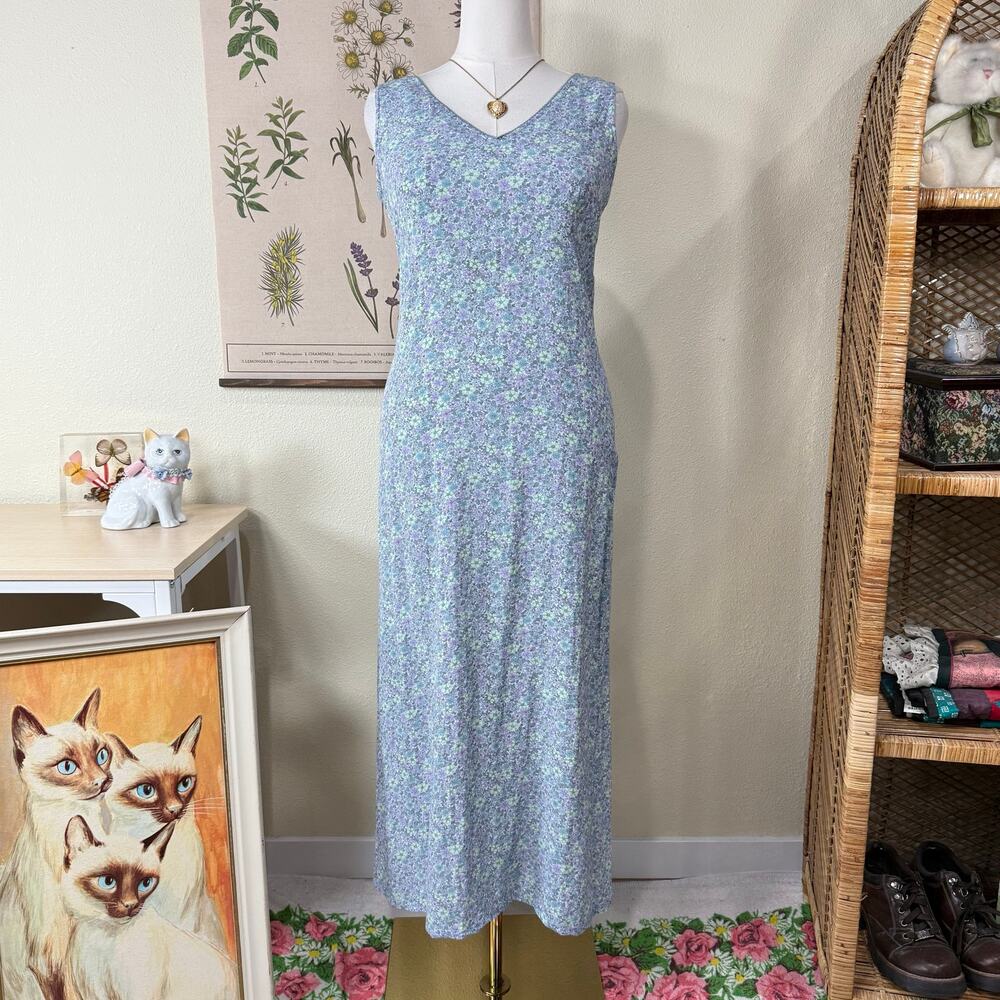 Vintage Y2k Floral  Maxi Dress Fairy Cottage Garden Party Coastal Grandma L 12